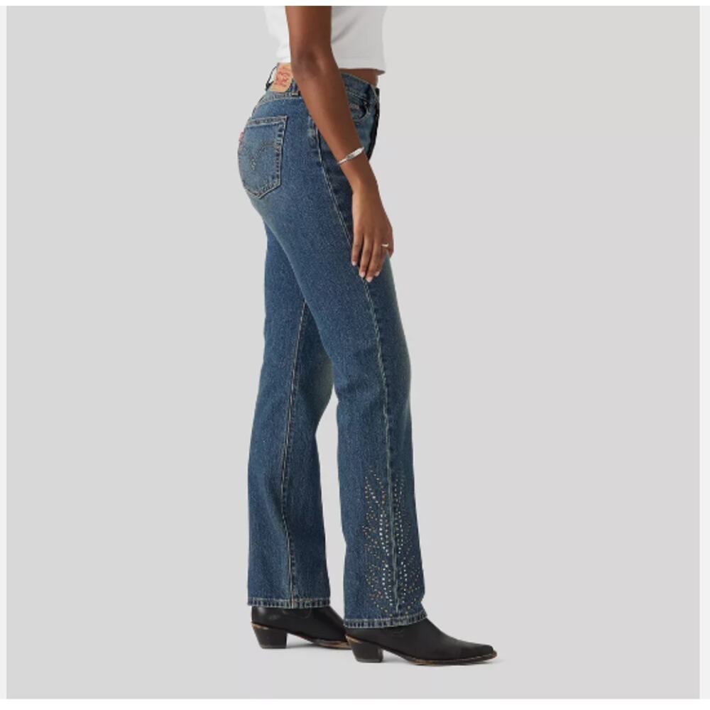 Levi's Women's 501 Curve Jeans 26x30 NWT $79 Reg Embellishment "Solargenic" Blue
